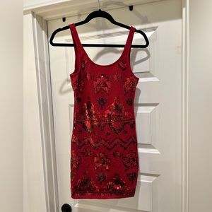 Red sequin dress
